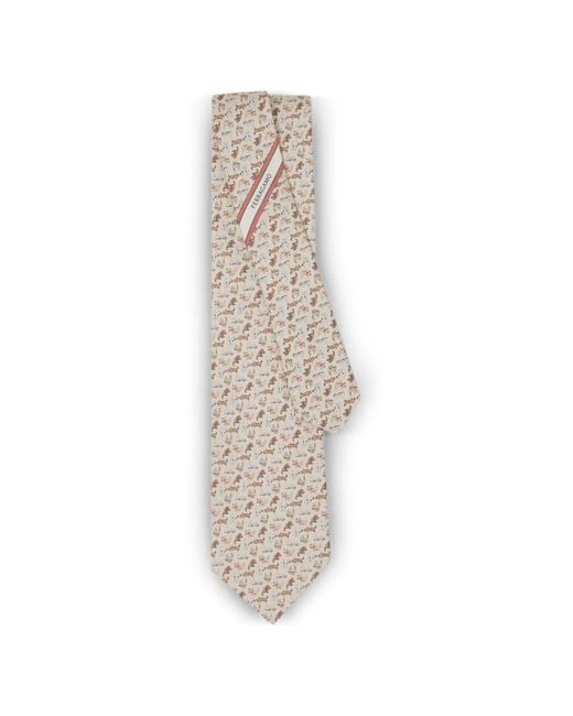 Ferragamo White Dogs-Print Silk Tie for men