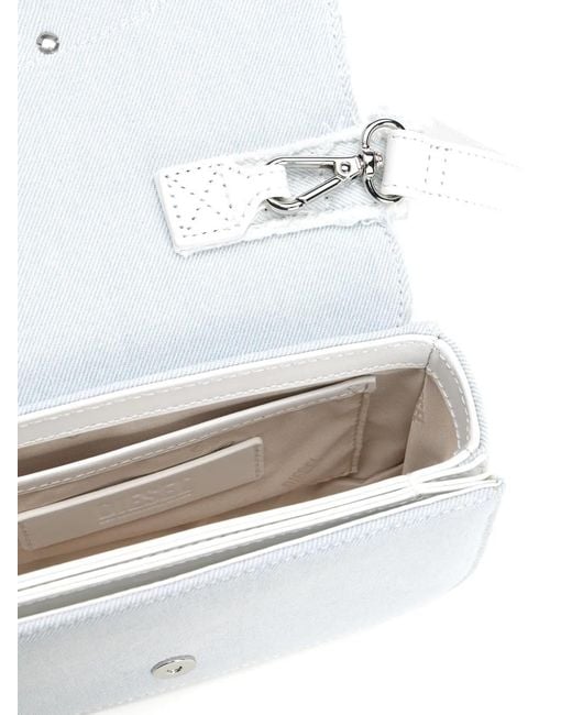 DIESEL White Quilted Fringed Handbag With Rhinestone Detail