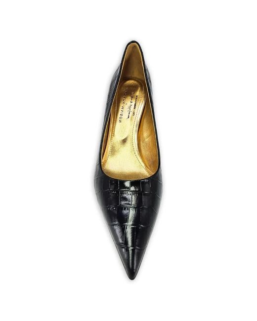 Madison Maison Black Annuccia Leather Croc-Effect Pumps