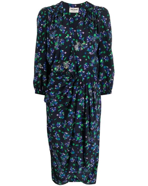 Abito Midi Drappeggiato A Fiori di Zadig & Voltaire in Blue