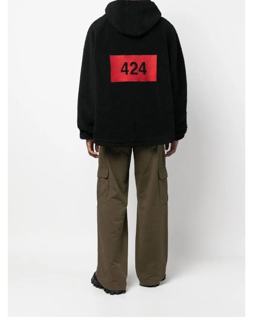 424 Black Logo Half-Zip Jumper for men