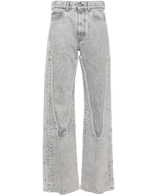 Y. Project Straight Jeans Met Drukknoop in het Gray