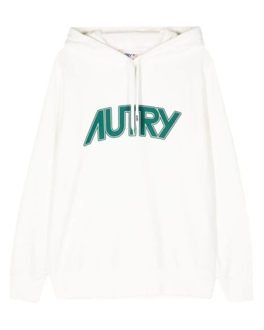 Autry Blue Logo Print Cotton Hoodie for men