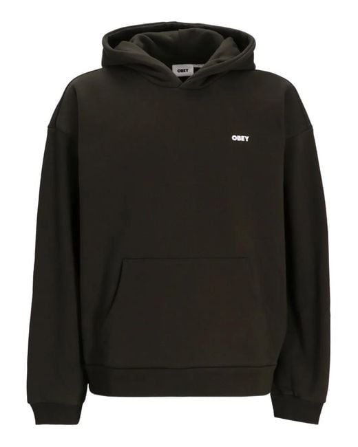 Obey Black Print Hoodie for men