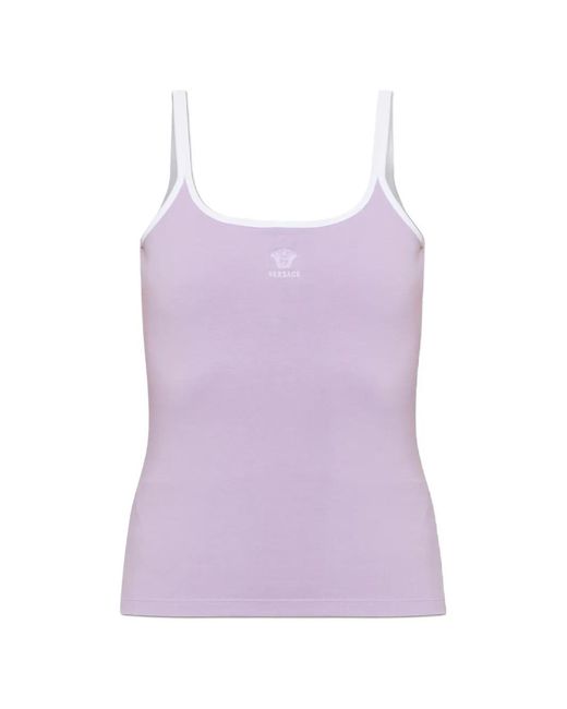 Versace Purple Logo-Print Tank Top