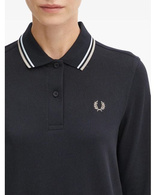 Fred Perry Blue Logo-Embroidered Polo Top