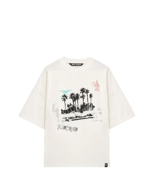 Palm Angels White Palm Life Loose Tee for men