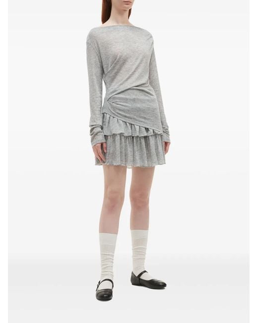 B+ AB Gray Ruffled Mini Skirt