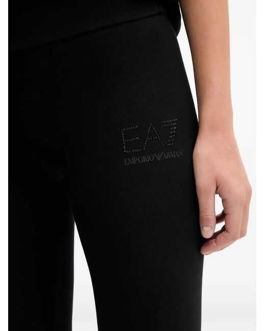 EA7 Black Logo-Print Leggings