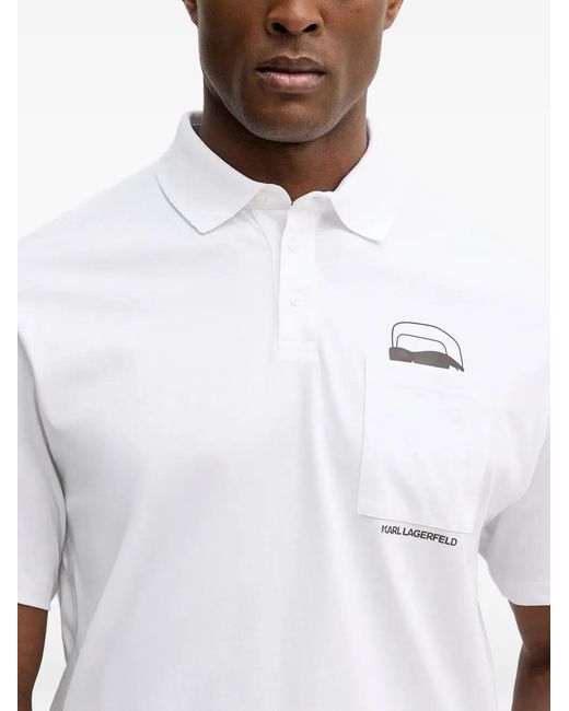 Karl Lagerfeld White Pocket Polo Shirt for men