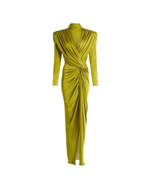 Balmain Green Long Silk Chiffon Dress