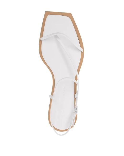 STUDIO AMELIA White Filament Square-Toe Flat Sandals