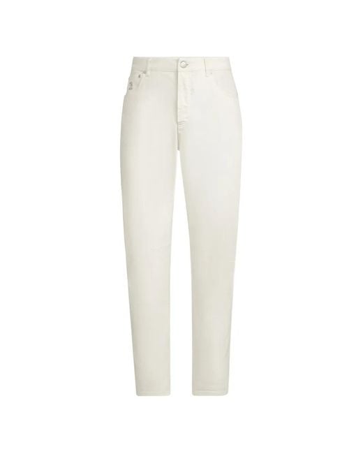 Brunello Cucinelli White Five-Pocket Jeans for men