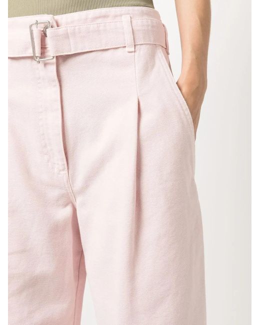 Philosophy Di Lorenzo Serafini Pink Belted Cotton Gabardine Trousers