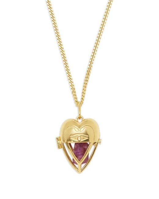 CAPSULE ELEVEN Metallic Heart-Pendant Ruby Necklace