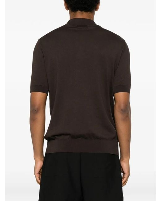 Hōsio Black Short-Sleeve Knitted Polo Shirt for men