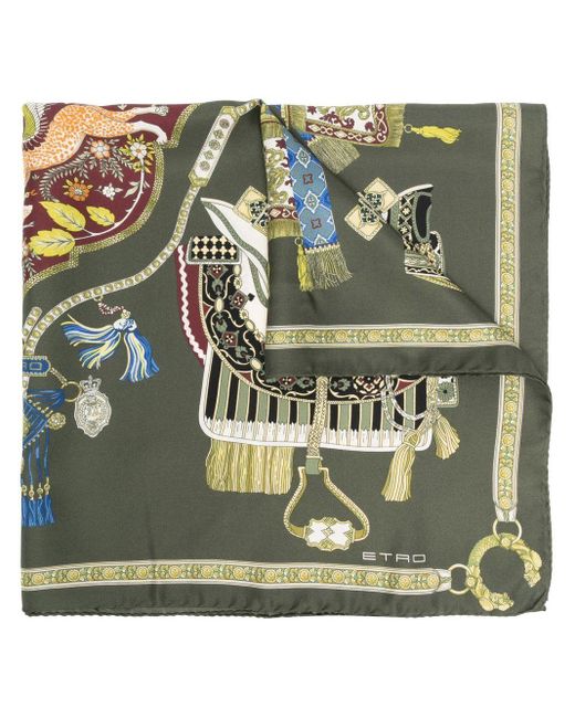 Etro Equestrianprint Silk Scarf in Green Lyst UK