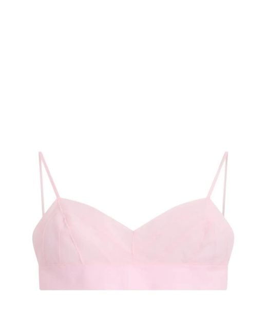 Philosophy Di Lorenzo Serafini Pink Spaghetti-Strap Cropped Top