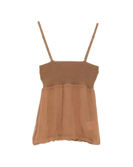 AYA MUSE Brown Aven Ribbed-Knit Cami Top