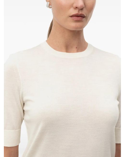 Boss White Short-Sleeve Crew-Neck Sweater