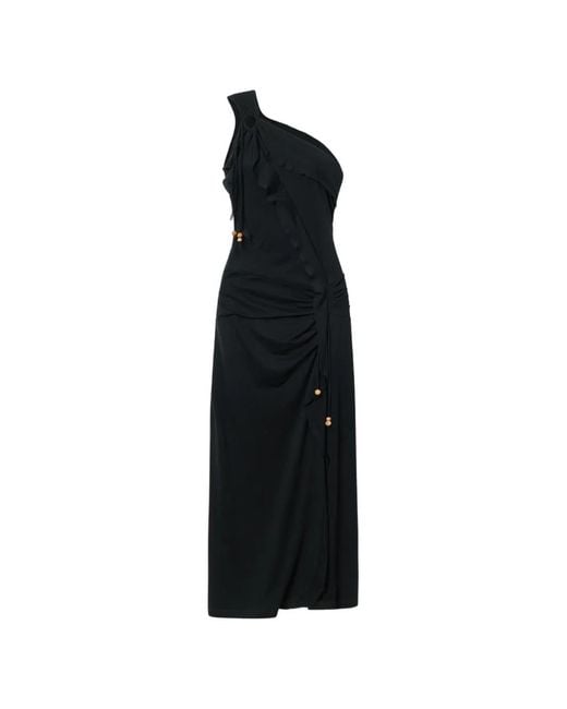 Isabel Marant Black Juliane Ruffled One-Shoulder Midi Dress