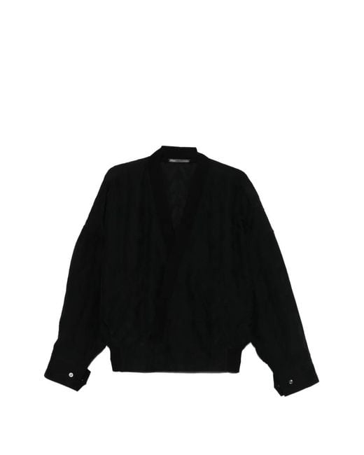 Giorgio Armani Black Geometric Texture Bomber Jacket for men