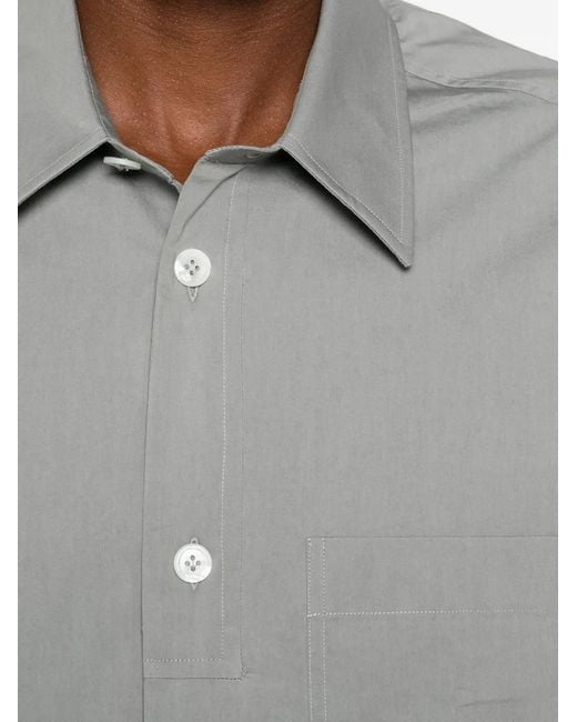 Lardini Gray Patch-Pocket Popover Shirt for men