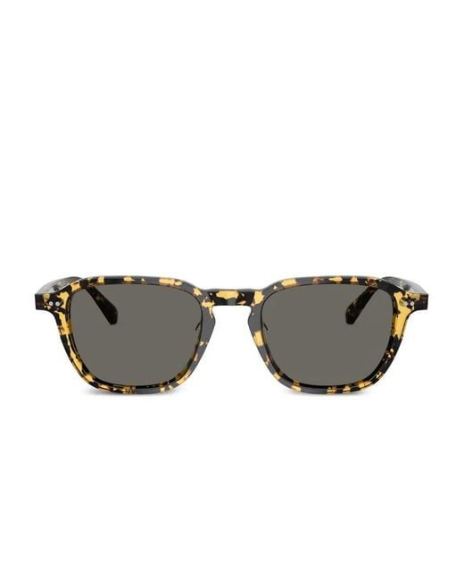 Oliver Peoples Gray Tortoiseshell Square-Frame Sunglasses