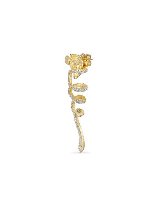 Anabela Chan White 18Kt Vermeil Ribbon Twirl Diamond Earrings