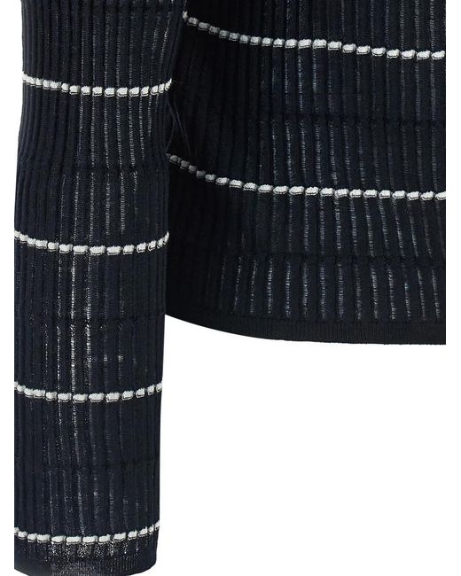 Max Mara Black Pedone Ribbed Striped Sweater
