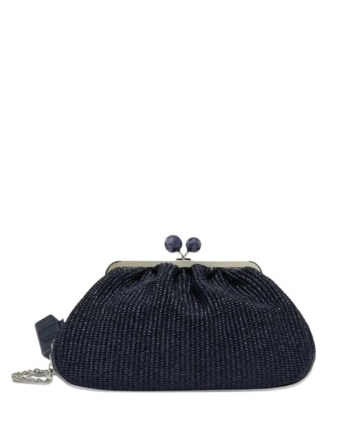 Weekend by Maxmara Blue Medium Pasticcino Bead-Embellished Woven Clutch Bag