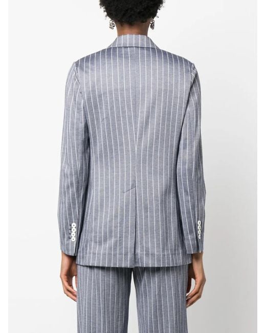 Circolo 1901 Blue Pinstripe-Pattern Double-Breasted Blazer