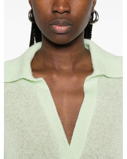 Tom Ford Green V-Neck Collared Sweater