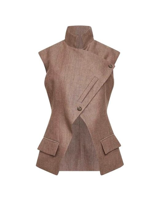BATAKOVIC Belgrade Brown Asymmetric Portofino Vest