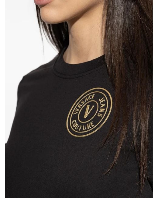 Versace Jeans Couture Black T-Shirt À Logo Imprimé