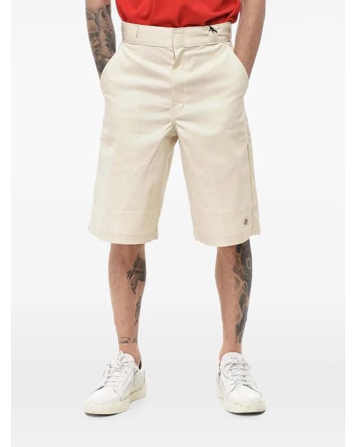 Dickies Natural Logo-Patch Belt-Loop Shorts for men