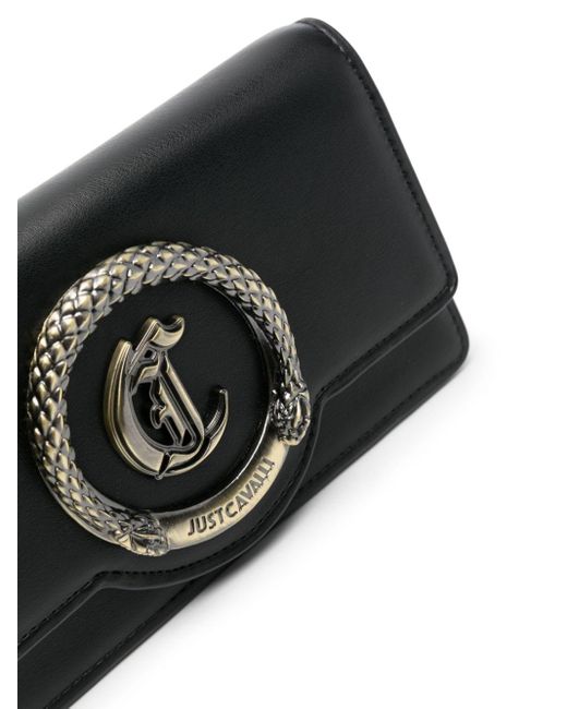 Bolso de hombro con placa del logo Just Cavalli de color Black