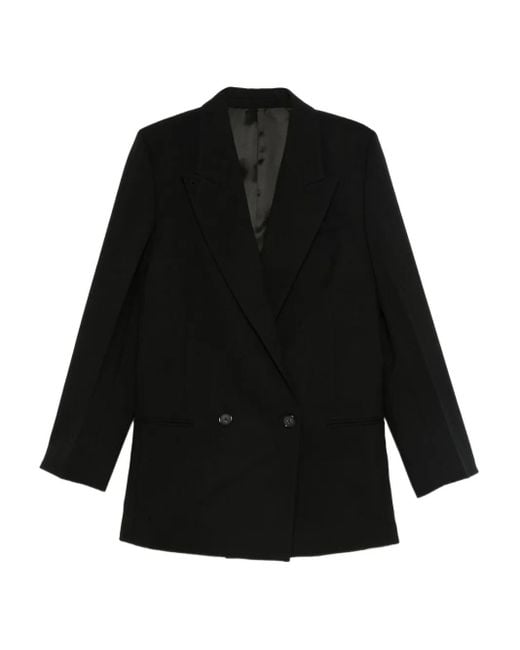 Totême Black Double-Breasted Shield Blazer