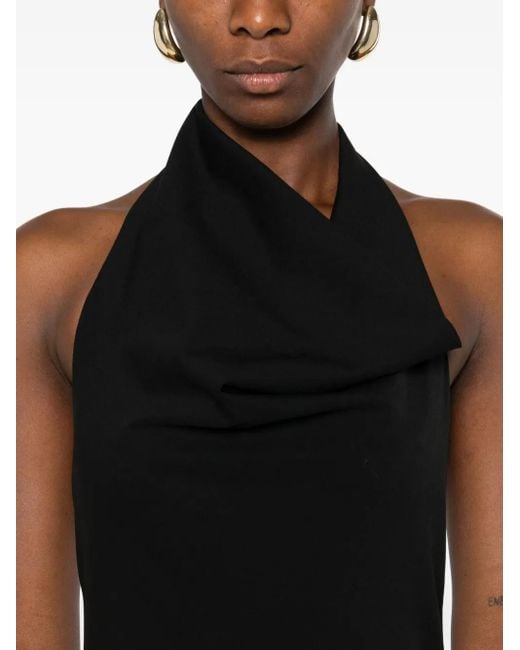 Burc Akyol Black Cowl-Neck Midi Dress