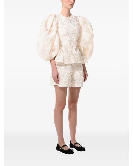 Anouki White Ensemble Short-Haut À Manches Bouffantes