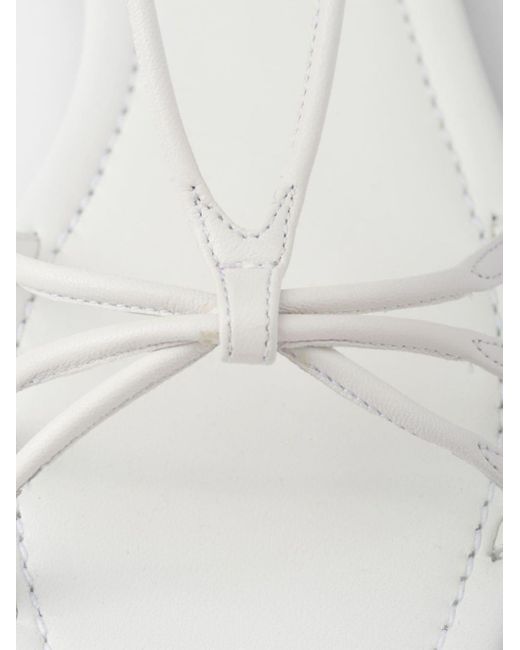 Prada White Flat Leather Sandals