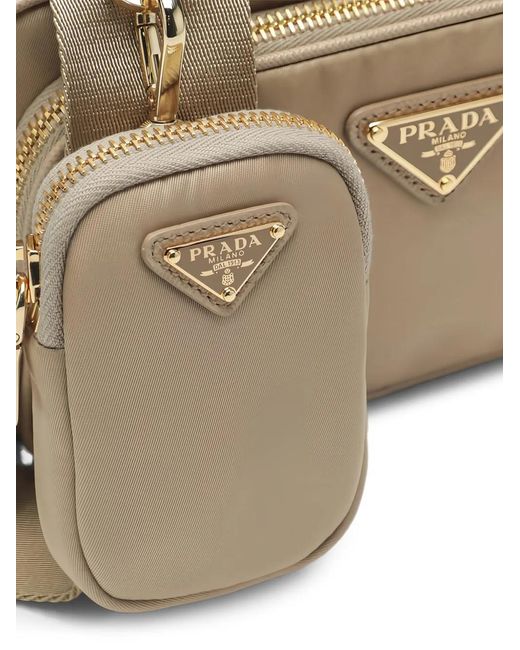 Prada Natural Triangle-Logo Cross-Body Bag