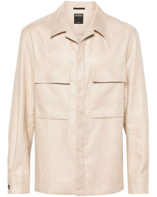 Zegna Natural Chest-pockets Linen Shirt for men