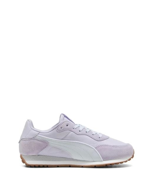 PUMA White Lace-Up Rose Sneakers
