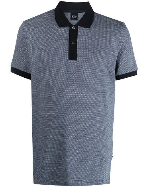 BOSS by Hugo Boss Blue Two-tone Short-sleeved Polo Shirt for men