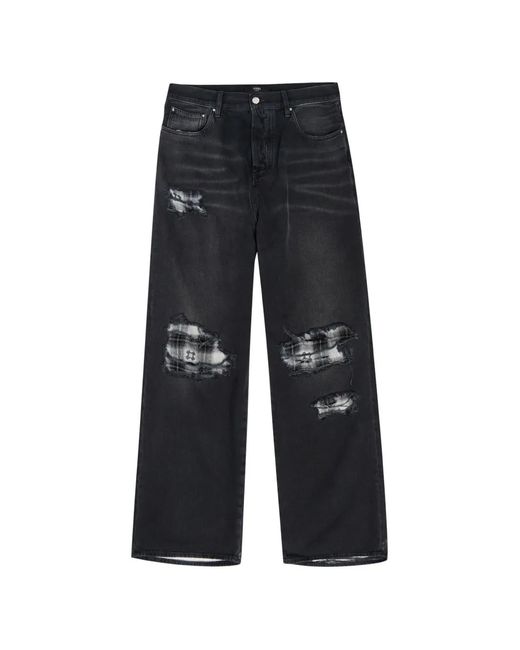 Amiri Gray Funnel Repair Distressed Relaxed Jeans for men