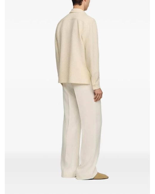 Sandro White Textured Shark Collar Shirt for men