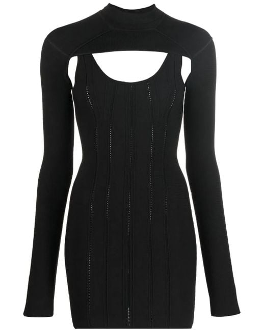Roberto Cavalli Black Removable-Bolero Ribbed-Knit Mini Dress