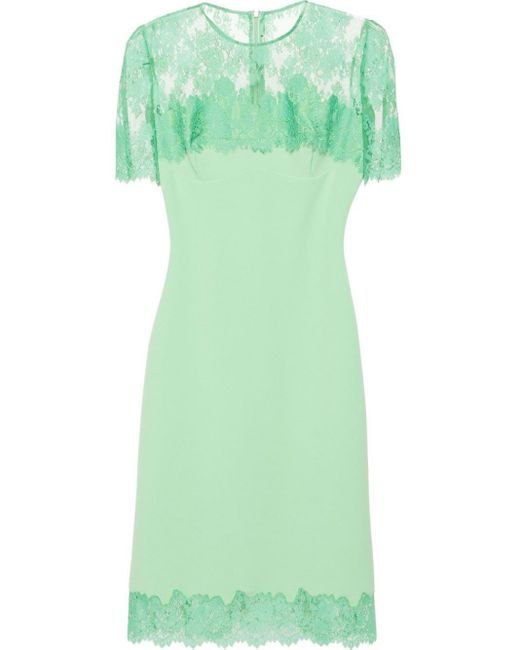 Ermanno Scervino Green Floral-lace Cady Dress