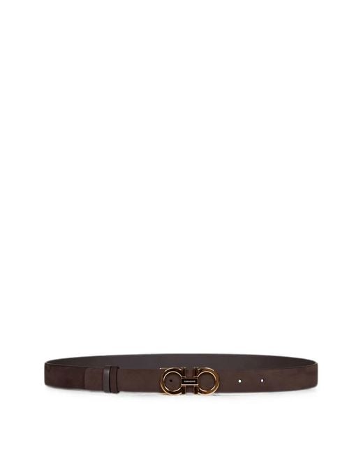Ferragamo White Reversible And Adjustable Gancini Belt